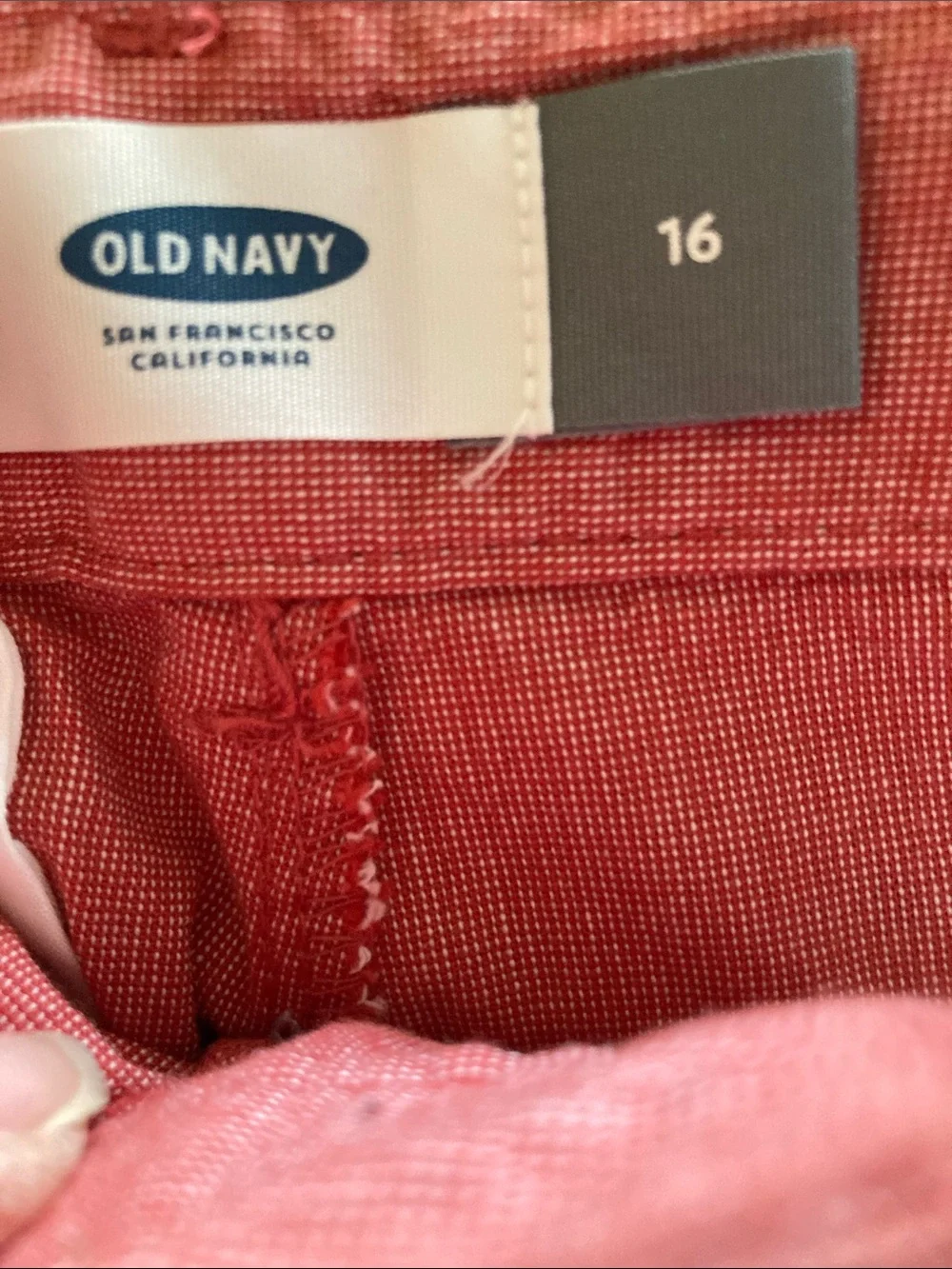 Boys Old Navy Flex red tiny checks chino shorts size 16 - NWT